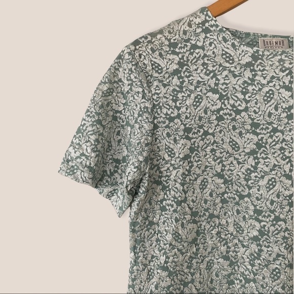 VINTAGE Turquoise Silver Textured Cropped Tee (petite) - Picture 3 of 7